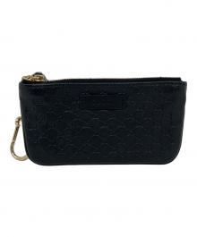GUCCI（グッチ）の古着「キーリング付コインケース　GUCCI（グッチ）　マイクログッチシマ」｜ブラック