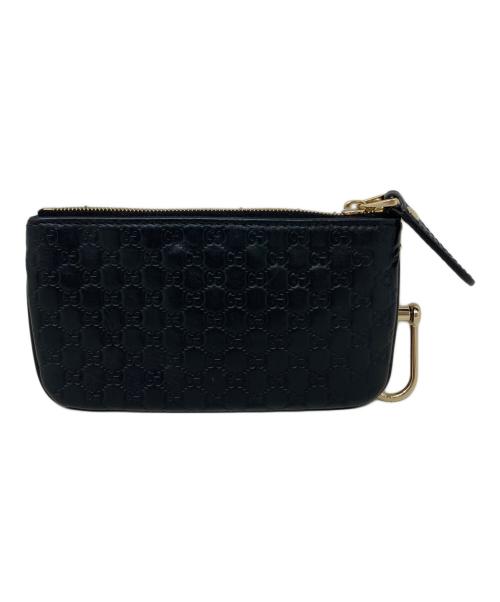 GUCCI（グッチ）GUCCI (グッチ) キーリング付コインケース　GUCCI（グッチ）　マイクログッチシマ ブラックの古着・服飾アイテム