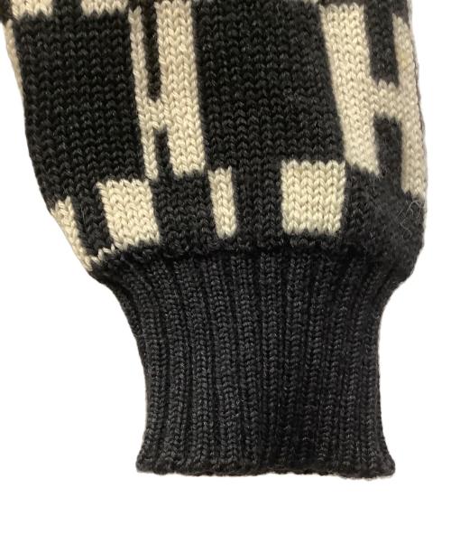 HERMES（エルメス）HERMES (エルメス) 厚手ニット　HERMES（エルメス）　Hロゴニットセーター ブラック×ベージュ サイズ:XLの古着・服飾アイテム