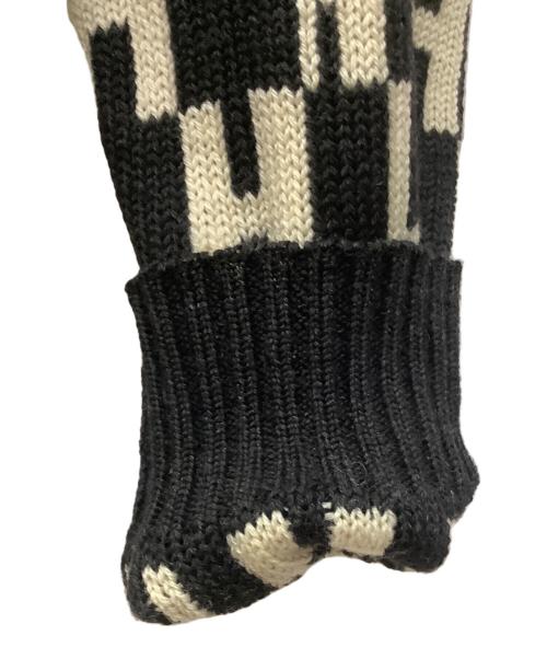 HERMES（エルメス）HERMES (エルメス) 厚手ニット　HERMES（エルメス）　Hロゴニットセーター ブラック×ベージュ サイズ:XLの古着・服飾アイテム