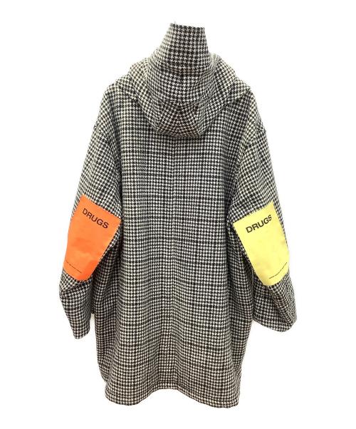RAF SIMONS（ラフシモンズ）RAF SIMONS (ラフシモンズ) 千鳥格子アームワッペンロングコート ブラック サイズ:46の古着・服飾アイテム