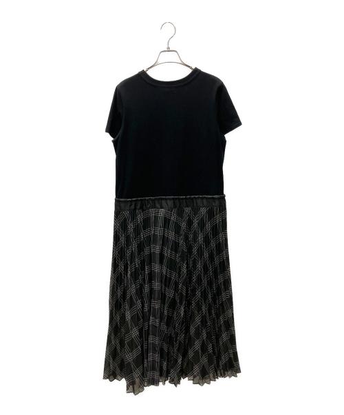 sacai（サカイ）sacai (サカイ) 2022 半袖プリーツドッキングワンピース ブラック×グレー サイズ:SIZE Mの古着・服飾アイテム