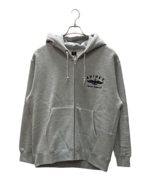 AVIREX（アヴィレックス）AVIREX (アヴィレックス)  ヴァ―シティーロゴ スウェット フルジップ パーカ グレー サイズ:SIZE 2XL 未使用品の古着・服飾アイテム