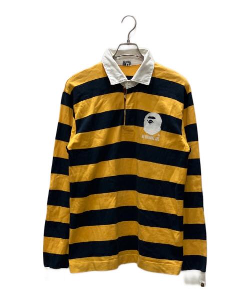 BAPE BY A BATHING APE（ベイプバイアベイシングエイプ）BAPE BY A BATHING APE (ベイプバイアベイシングエイプ) ラガーシャツ イエロー サイズ:SIZE Mの古着・服飾アイテム