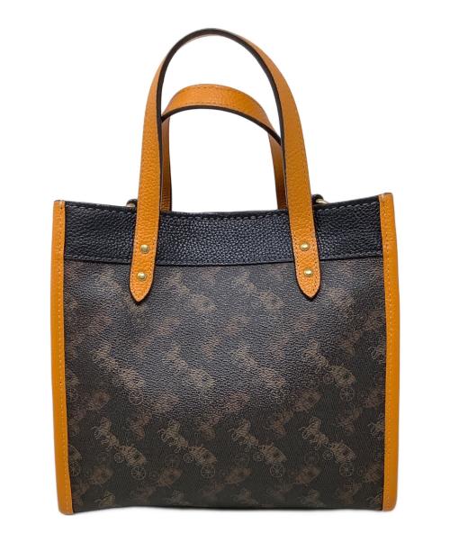 COACH（コーチ）COACH (コーチ) 2WAYトートバッグ　COACH（コーチ）　C8456　フィールド トート 22 ウィズ ホース アンド キャリッジ プリント アンド キャリッジ バッジ ブラウン×オレンジの古着・服飾アイテム
