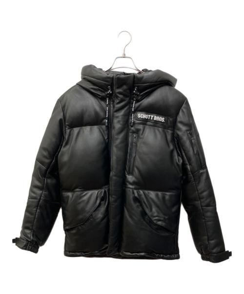 Schott（ショット）Schott (ショット) レザー2トーンシュノーケルダウンパーカー ブラック サイズ:SIZE Lの古着・服飾アイテム