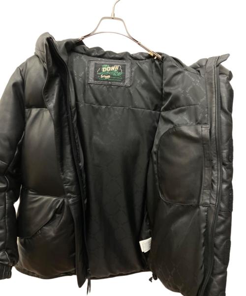 Schott（ショット）Schott (ショット) レザー2トーンシュノーケルダウンパーカー ブラック サイズ:SIZE Lの古着・服飾アイテム