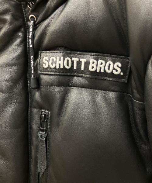 Schott（ショット）Schott (ショット) レザー2トーンシュノーケルダウンパーカー ブラック サイズ:SIZE Lの古着・服飾アイテム