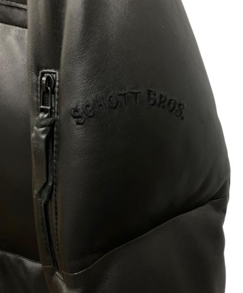 Schott（ショット）Schott (ショット) レザー2トーンシュノーケルダウンパーカー ブラック サイズ:SIZE Lの古着・服飾アイテム