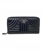 PRADAプラダ）の古着「長財布　PRADA（プラダ）　1ML506　ダイアグラムキルティングレザー」｜ブラック