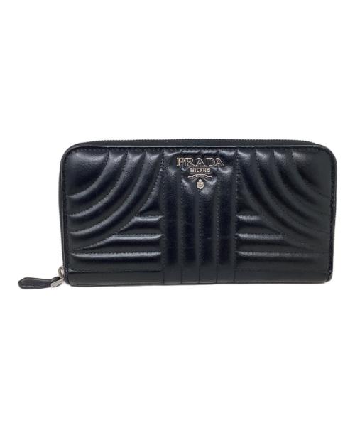 PRADA（プラダ）PRADA (プラダ) 長財布　PRADA（プラダ）　1ML506　ダイアグラムキルティングレザー ブラックの古着・服飾アイテム