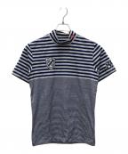 PEARLY GATESパーリーゲイツ）の古着「ゴルフウェア(トップス)　モックネックカットソー」｜ネイビー×グレー