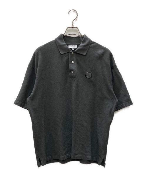 maison kitsune（メゾンキツネ）maison kitsune (メゾンキツネ) ボールド フォックスヘッド パッチ オーバーサイズ ポロシャツ グレー サイズ:SIZE Mの古着・服飾アイテム