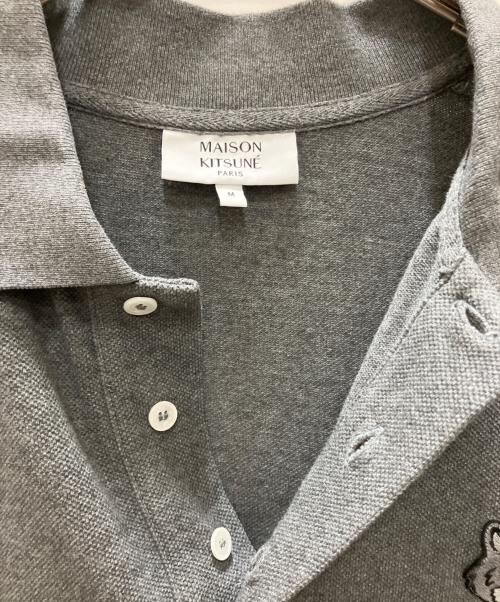 maison kitsune（メゾンキツネ）maison kitsune (メゾンキツネ) ボールド フォックスヘッド パッチ オーバーサイズ ポロシャツ グレー サイズ:SIZE Mの古着・服飾アイテム