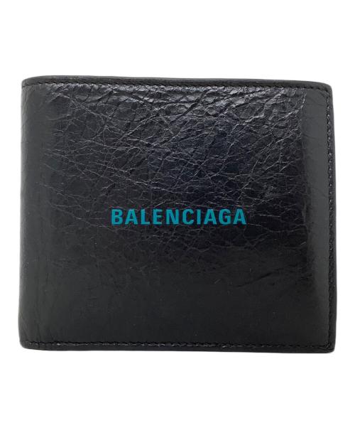 BALENCIAGA（バレンシアガ）BALENCIAGA (バレンシアガ) 2つ折り財布　BALENCIAGA（バレンシアガ）591315　Black and sky blue cash square folded wallet ブラックの古着・服飾アイテム