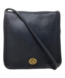 COACH（コーチ）の古着「ターンロック　レザーショルダーバッグ　OLD COACH(オールドコーチ)」｜ブラック
