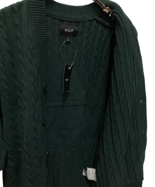 HUF（ハフ）HUF (ハフ) 厚手カーディガン TT JACQUARD CARDIGAN グリーン サイズ:SIZE S 未使用品の古着・服飾アイテム