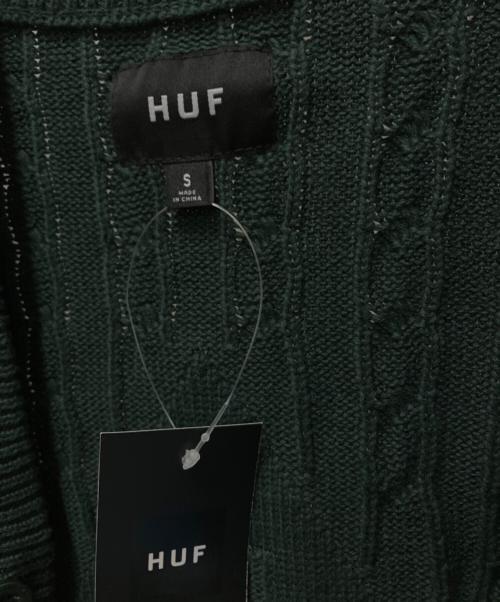 HUF（ハフ）HUF (ハフ) 厚手カーディガン TT JACQUARD CARDIGAN グリーン サイズ:SIZE S 未使用品の古着・服飾アイテム