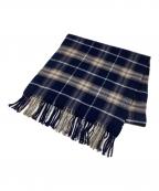 Burberry'sバーバリー）の古着「カシミヤ100％　マフラー　Burberry's（バーバリー）　ノバチェック」｜ネイビー×ブラウン