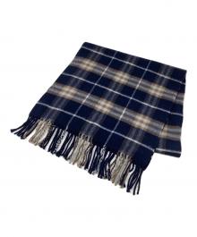 Burberry's（バーバリー）の古着「カシミヤ100％　マフラー　Burberry's（バーバリー）　ノバチェック」｜ネイビー×ブラウン