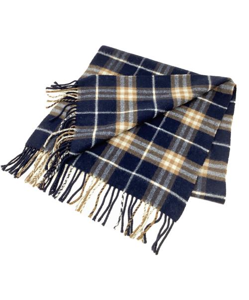 Burberry's（バーバリー）Burberry's (バーバリー) カシミヤ100％　マフラー　Burberry's（バーバリー）　ノバチェック ネイビー×ブラウンの古着・服飾アイテム