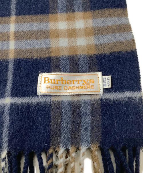 Burberry's（バーバリー）Burberry's (バーバリー) カシミヤ100％　マフラー　Burberry's（バーバリー）　ノバチェック ネイビー×ブラウンの古着・服飾アイテム