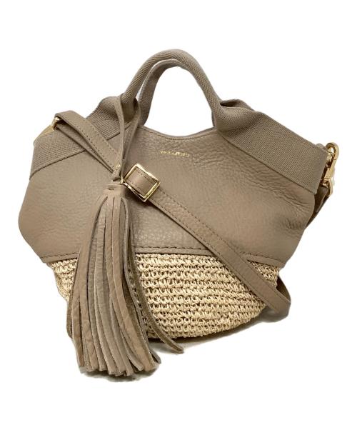 VIOLAd'ORO（ヴィオラドーロ）VIOLAd'ORO (ヴィオラドーロ) ショルダーバッグ　VIOLAd'ORO（ヴィオラドーロ）　ラフィア×レザー ベージュの古着・服飾アイテム