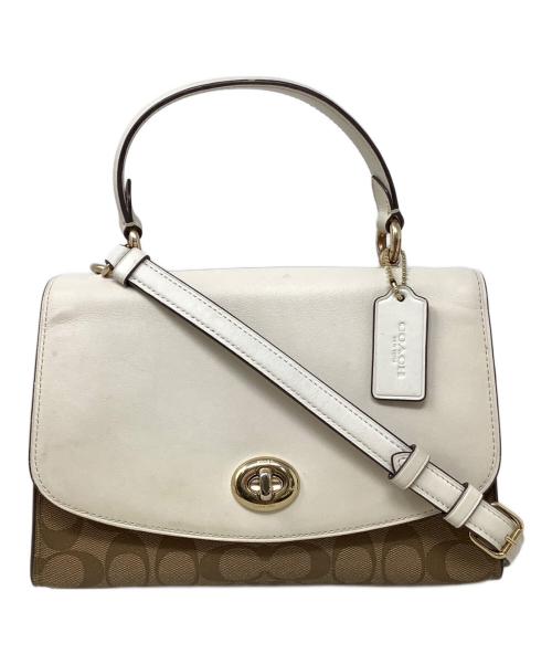 COACH（コーチ）COACH (コーチ) ティリー トップ ハンドル サッチェル ウィズ シグネチャー キャンバス ベージュの古着・服飾アイテム