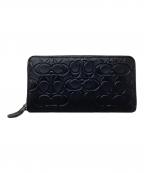 COACHコーチ）の古着「ラウンドファスナー財布　COACH（コーチ）　CE551　エンボスシグネチャー」｜ブラック