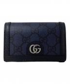 GUCCIグッチ）の古着「パスケース　GUCCI（グッチ）763286　GGスプーリームキャンバスダブル　2067」｜ネイビー