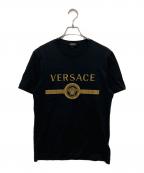 VERSACEヴェルサーチェ）の古着「メデューサ　ロゴ刺繍　ライトストーンTシャツ」｜ブラック