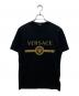 VERSACE（ヴェルサーチェ）の古着「メデューサ　ロゴ刺繍　ライトストーンTシャツ」｜ブラック