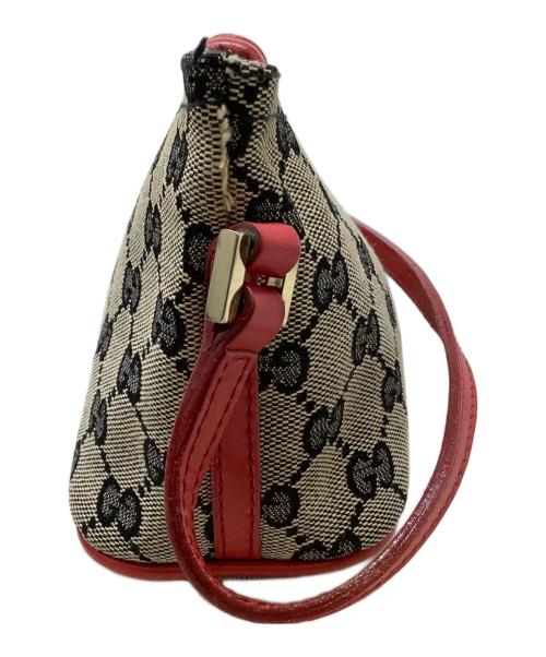 GUCCI（グッチ）GUCCI (グッチ) GUCCI グッチ ベージュ レッド ゴールド金具 GGキャンバス /レザー ハンドバッグの古着・服飾アイテム