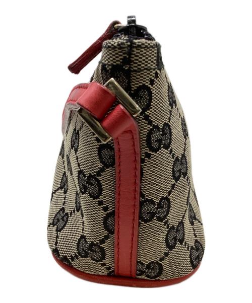 GUCCI（グッチ）GUCCI (グッチ) GUCCI グッチ ベージュ レッド ゴールド金具 GGキャンバス /レザー ハンドバッグの古着・服飾アイテム