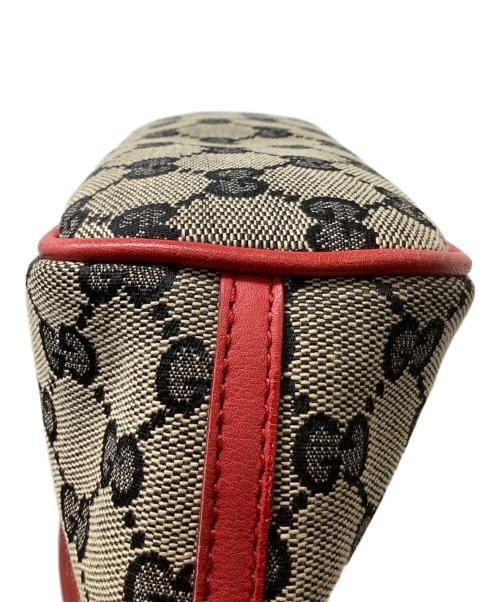 GUCCI（グッチ）GUCCI (グッチ) GUCCI グッチ ベージュ レッド ゴールド金具 GGキャンバス /レザー ハンドバッグの古着・服飾アイテム