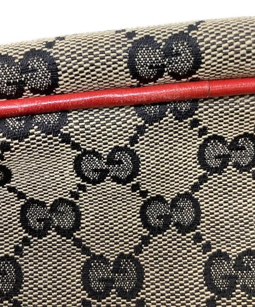 GUCCI（グッチ）GUCCI (グッチ) GUCCI グッチ ベージュ レッド ゴールド金具 GGキャンバス /レザー ハンドバッグの古着・服飾アイテム