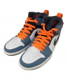 NIKE×FACETASM（ナイキ×ファセッタズム）の古着「ミッドカットスニーカー NIKE(ナイキ)　FACETASM（ファセッタズム）　Air Jordan 1 Mid "White/Navy"　CU2802-100」｜ブルー×ホワイト