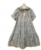 PINK HOUSEピンクハウス）の古着「さざ波とねこプリントワンピース」｜ブルー