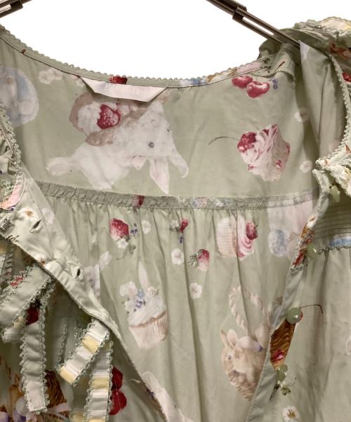 PINK HOUSE（ピンクハウス）PINK HOUSE (ピンクハウス) スイーツスプリングバニープリントパッチワークワンピース グリーン サイズ:表記無しの古着・服飾アイテム