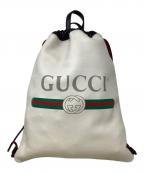 GUCCIグッチ）の古着「ロゴプリント スモールドローストリングバッグ　GUCCI（グッチ）　494053　525040」｜ホワイト