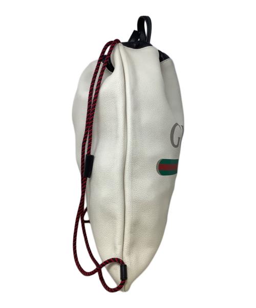 GUCCI（グッチ）GUCCI (グッチ) ロゴプリント スモールドローストリングバッグ　GUCCI（グッチ）　	494053　525040 ホワイトの古着・服飾アイテム