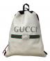 GUCCI（グッチ）の古着「ロゴプリント スモールドローストリングバッグ　GUCCI（グッチ）　	494053　525040」｜ホワイト
