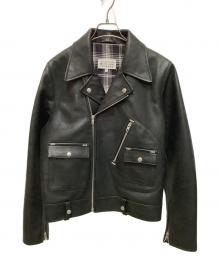 Maison Margiela（メゾンマルジェラ）の古着「カーフレザーダブルブレストライダースジャケット」｜ブラック
