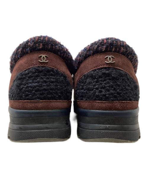 CHANEL（シャネル）CHANEL (シャネル) ツイード ローカットスニーカー ブラック×ゴールド サイズ:SIZE 38の古着・服飾アイテム