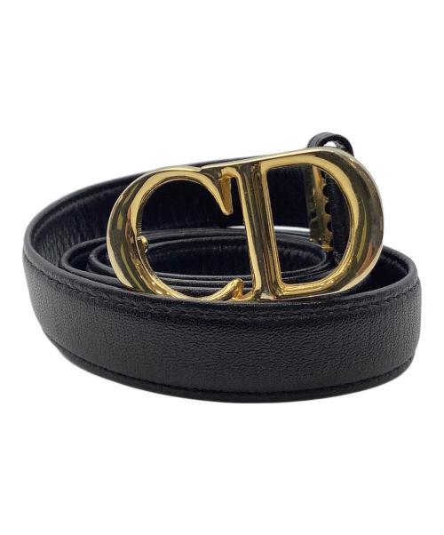 Christian Dior（クリスチャン ディオール）Christian Dior (クリスチャン ディオール) CDロゴバックル　レザーベルト ブラックの古着・服飾アイテム