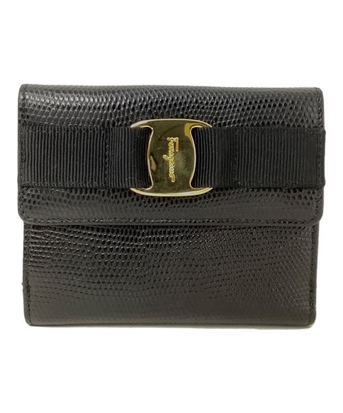 Salvatore Ferragamo（サルヴァトーレ フェラガモ）Salvatore Ferragamo (サルヴァトーレ フェラガモ) 3つ折り財布　Salvatore Ferragamo（サルヴァトーレ　フェラガモ） ブラックの古着・服飾アイテム