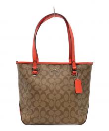 COACH（コーチ）の古着「トートバッグ　COACH（コーチ）　F58294」｜ブラウン×オレンジ