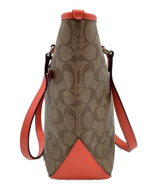 COACH（コーチ）COACH (コーチ) トートバッグ　COACH（コーチ）　F58294 ブラウン×オレンジの古着・服飾アイテム