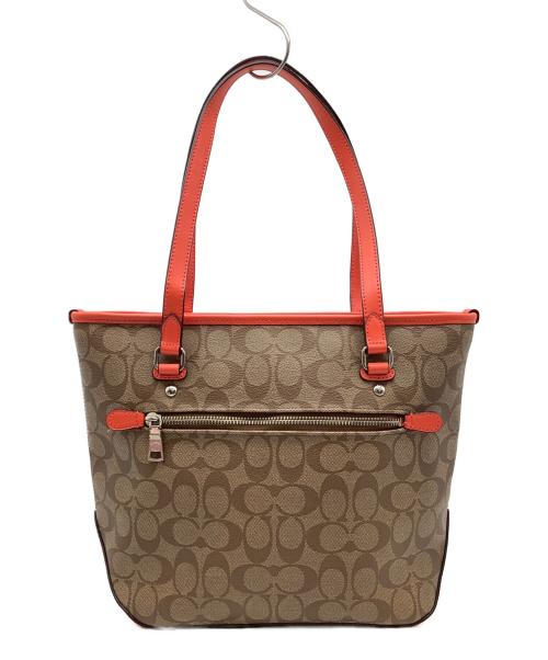 COACH（コーチ）COACH (コーチ) トートバッグ　COACH（コーチ）　F58294 ブラウン×オレンジの古着・服飾アイテム