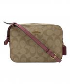 COACHコーチ）の古着「COACH（コーチ）　91677　シグネチャーミニカメラバッグ」｜ピンク×ベージュ